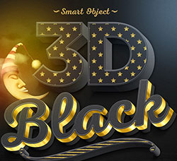 15款3D立体字效模板(含PS图案/样式/高清视频教程)：15 3D Black and Gold Text and Logo